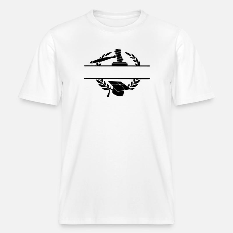 Anwaltsmonogramm mit Hut und Hammer -  RELAXED FIT Unisex Organic T-Shirt - Weiß
