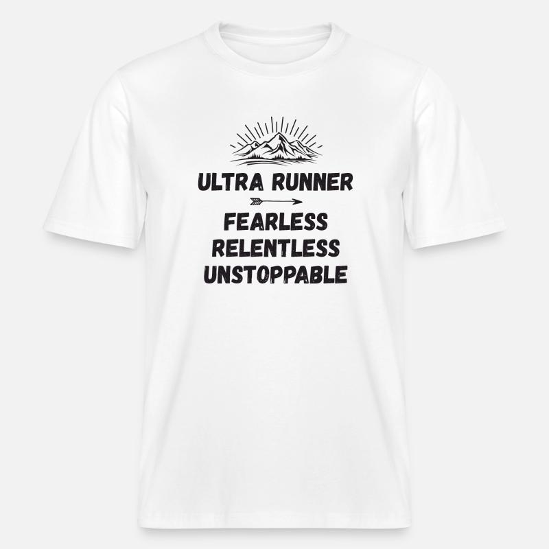 Ultra Runnner - Intrépide. Implacable. Imparable. -  T-shirt unisexe RELAXED FIT en coton bio - blanc