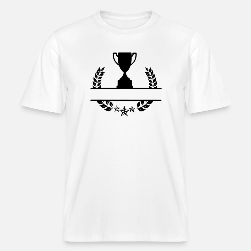 Coupe monogramme de couronne de laurier -  T-shirt unisexe RELAXED FIT en coton bio - blanc