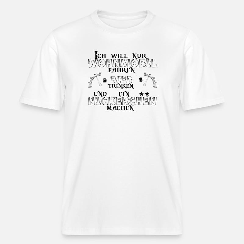 Wohnmobil Bier Nickerchen Camping -  RELAXED FIT Unisex Organic T-Shirt - Weiß