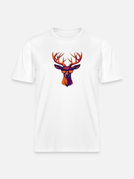 Retro Deer Revolt - RELAXED FIT Unisex Organic T-Shirt - white