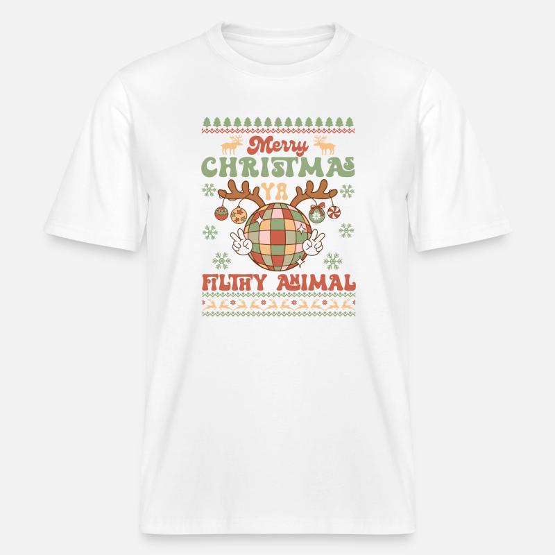 Pull de Noël moche -  T-shirt unisexe RELAXED FIT en coton bio - blanc