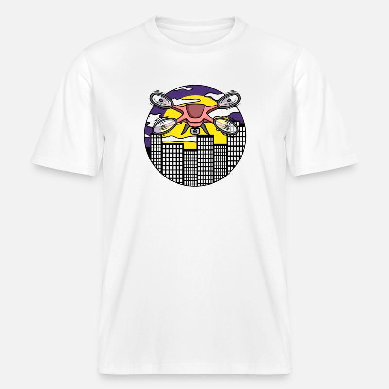 Drone Drone Drones - T-shirt unisexe RELAXED FIT en coton bio - blanc