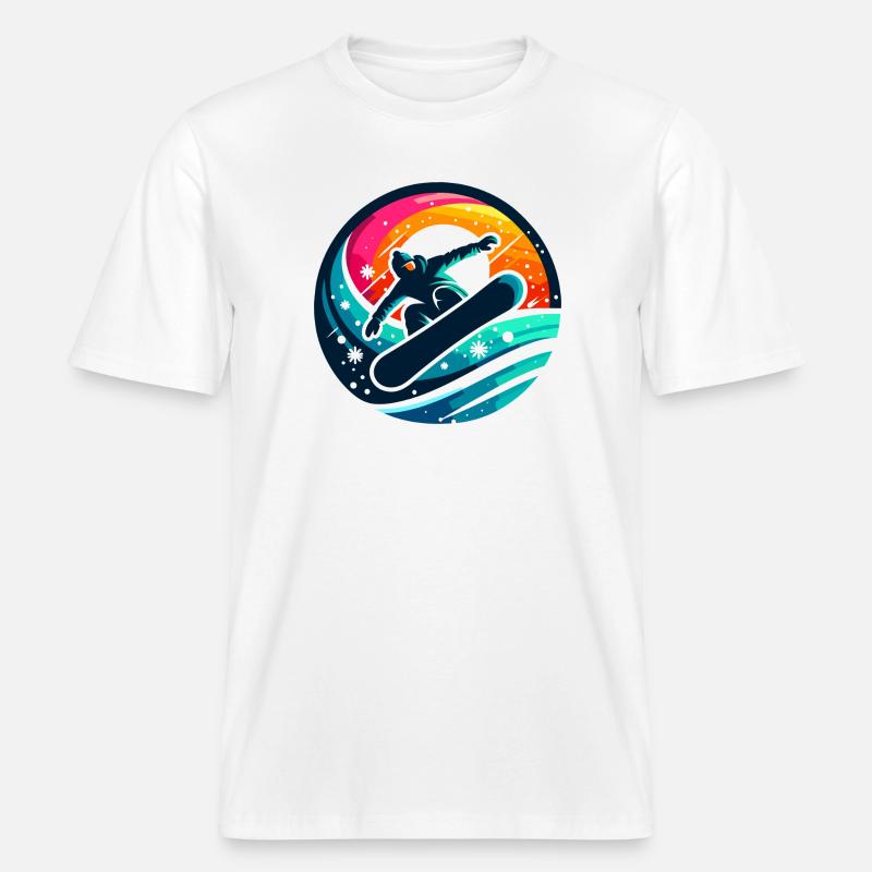 Vibrations de l'Évolution du Snowboard -  T-shirt unisexe RELAXED FIT en coton bio - blanc