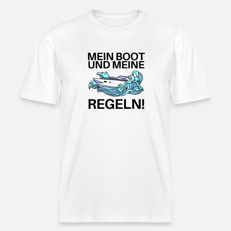 Boote Motorboot Regeln Spruch lustig -  RELAXED FIT Unisex Organic T-Shirt - Weiß