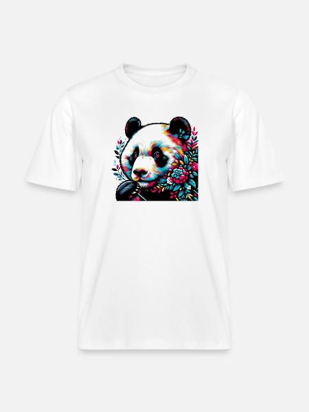 Panda - RELAXED FIT Unisex Organic T-Shirt - white