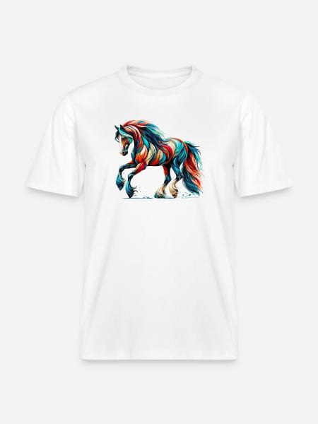 Cheval - T-shirt unisexe RELAXED FIT en coton bio - blanc