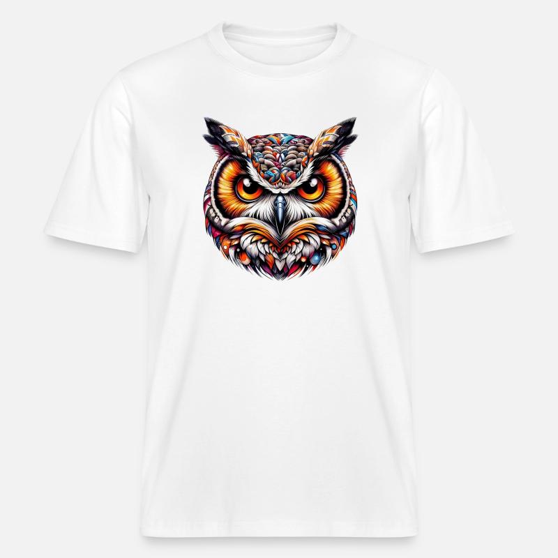Eule - RELAXED FIT Unisex Organic T-Shirt - Weiß
