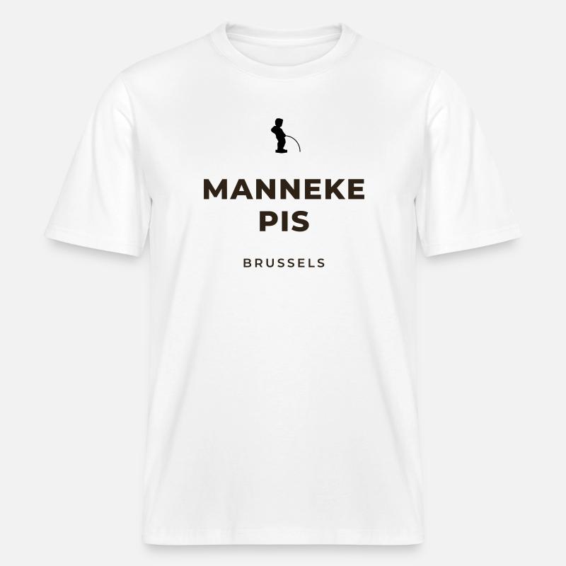 Manneken Piss Bryssel -  RELAXED FIT Unisex Luomu T-paita - valkoinen