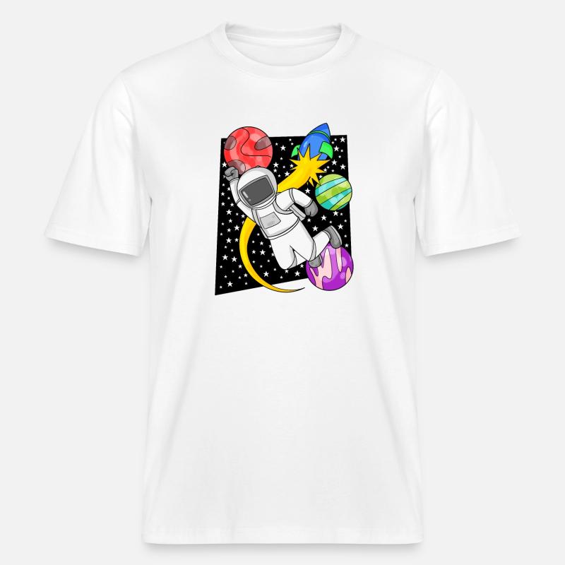 Motif d’astronaute dans l’espace -  T-shirt unisexe RELAXED FIT en coton bio - blanc