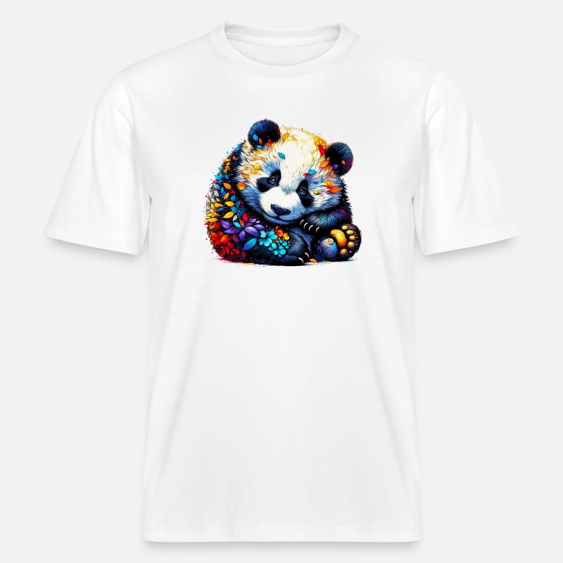Panda -  T-shirt unisexe RELAXED FIT en coton bio - blanc