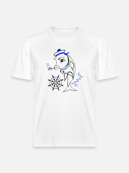 Sailor, Fish, Ahoy - RELAXED FIT Unisex Organic T-Shirt - white