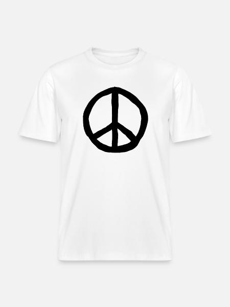Peace Sign / Simple -  RELAXED FIT Unisex Organic T-Shirt - white