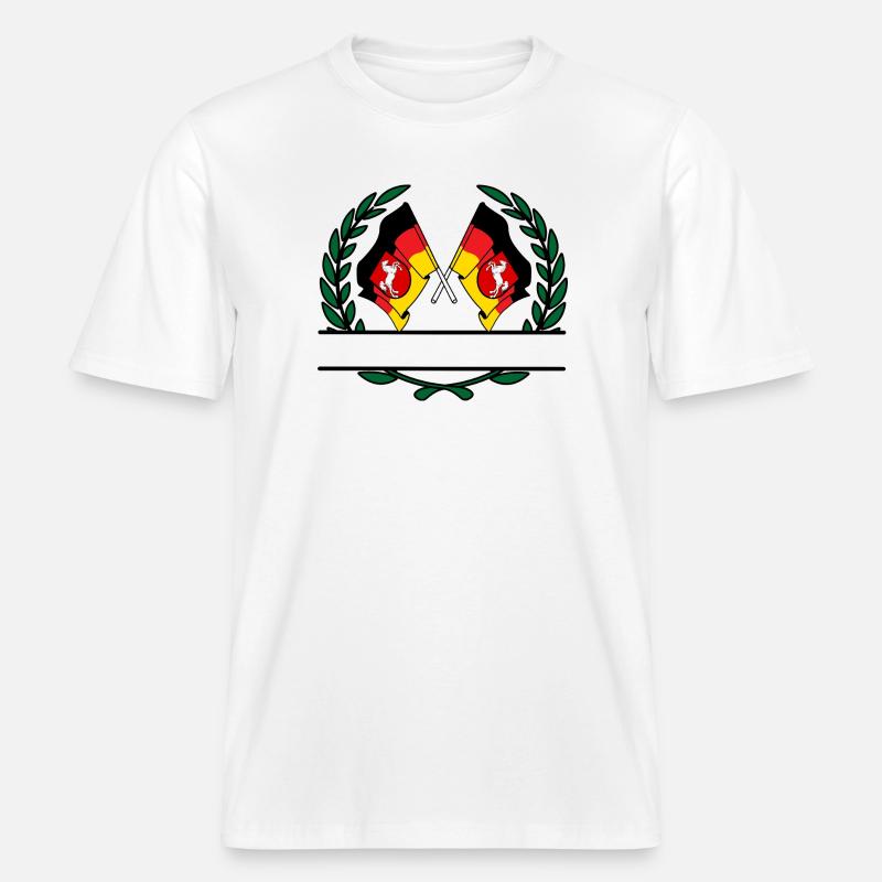 Drapeaux Basse-Saxe couronne de laurier bannière -  T-shirt unisexe RELAXED FIT en coton bio - blanc