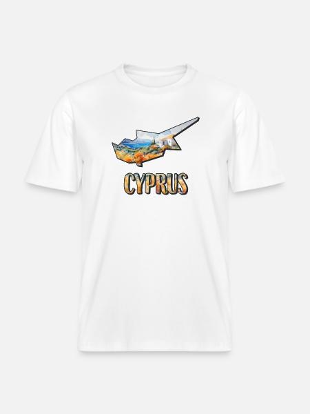 Carte à l’aquarelle Chypre - T-shirt unisexe RELAXED FIT en coton bio - blanc