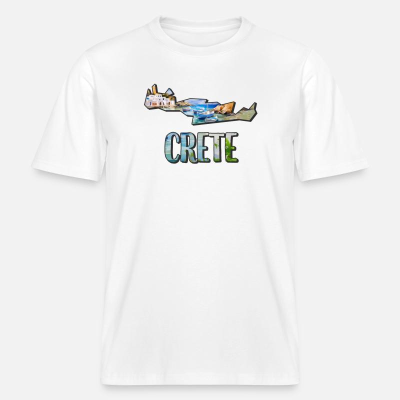 Mapa akwareli Kreta - Ekologiczna koszulka Unisex RELAXED FIT - biały