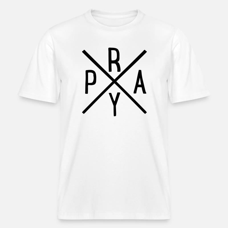 prier -  T-shirt unisexe RELAXED FIT en coton bio - blanc