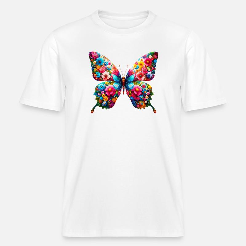 Papillon - T-shirt unisexe RELAXED FIT en coton bio - blanc