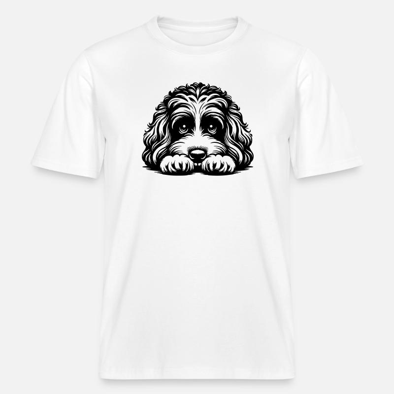 Cavapoo Kopf mit Pfoten -  RELAXED FIT Unisex Organic T-Shirt - Weiß