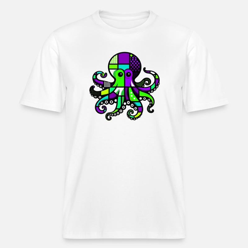 Pieuvre - T-shirt unisexe RELAXED FIT en coton bio - blanc