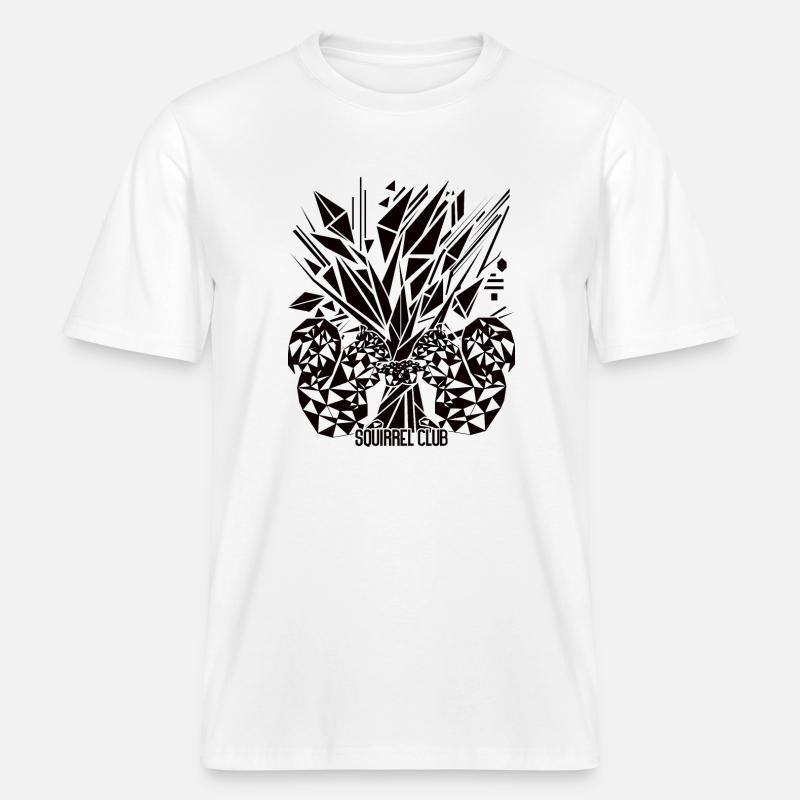 Lebensbaum mit Eichhörnchen – Geometrisches Design - RELAXED FIT Unisex Organic T-Shirt - Weiß