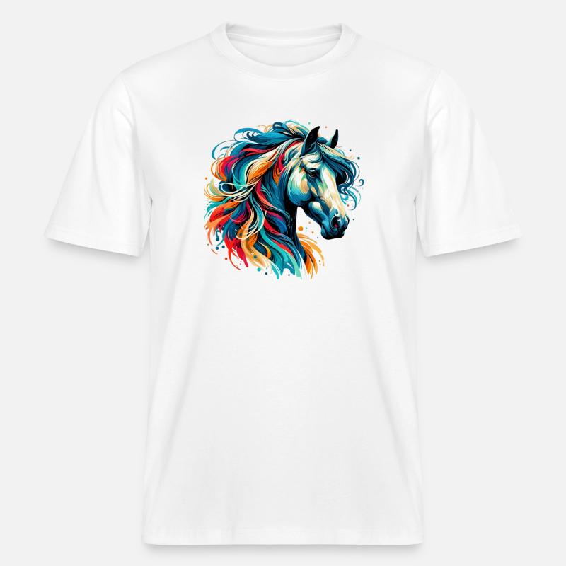 Pferd -  RELAXED FIT Unisex Organic T-Shirt - Weiß