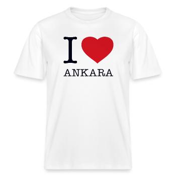 I LOVE ANKARA -  RELAXED FIT Unisex Organic T-Shirt - white - Front - Alina (178cm) & Michal (187cm)