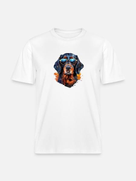 Gordon Setter with sunglasses - RELAXED FIT Unisex Organic T-Shirt - white