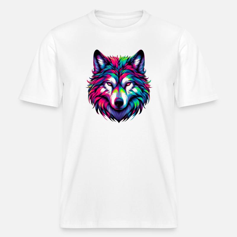 Wolf -  RELAXED FIT Unisex Organic T-Shirt - white