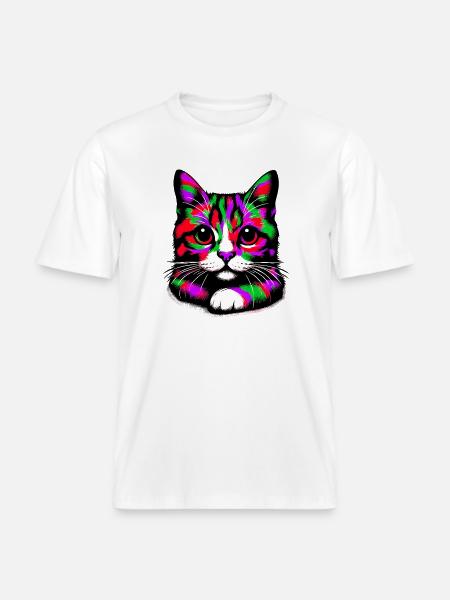 Chat - T-shirt unisexe RELAXED FIT en coton bio - blanc