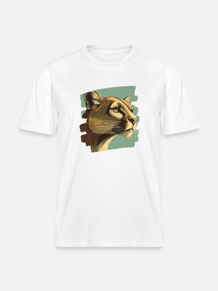 Lion from mountain Retro -  RELAXED FIT Unisex Organic T-Shirt - white