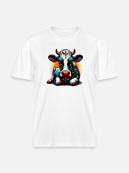 Vache -  T-shirt unisexe RELAXED FIT en coton bio - blanc