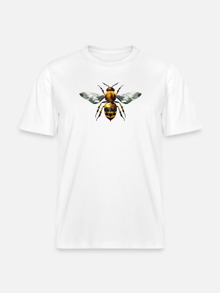 Bi med harmoniske gule og brune toner -  Økologisk unisex T-shirt RELAXED FIT - hvid