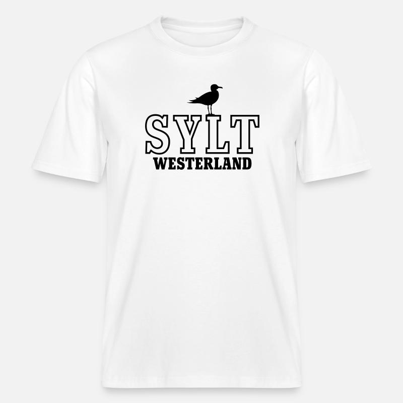 Sylt Westerland -  T-shirt unisexe RELAXED FIT en coton bio - blanc