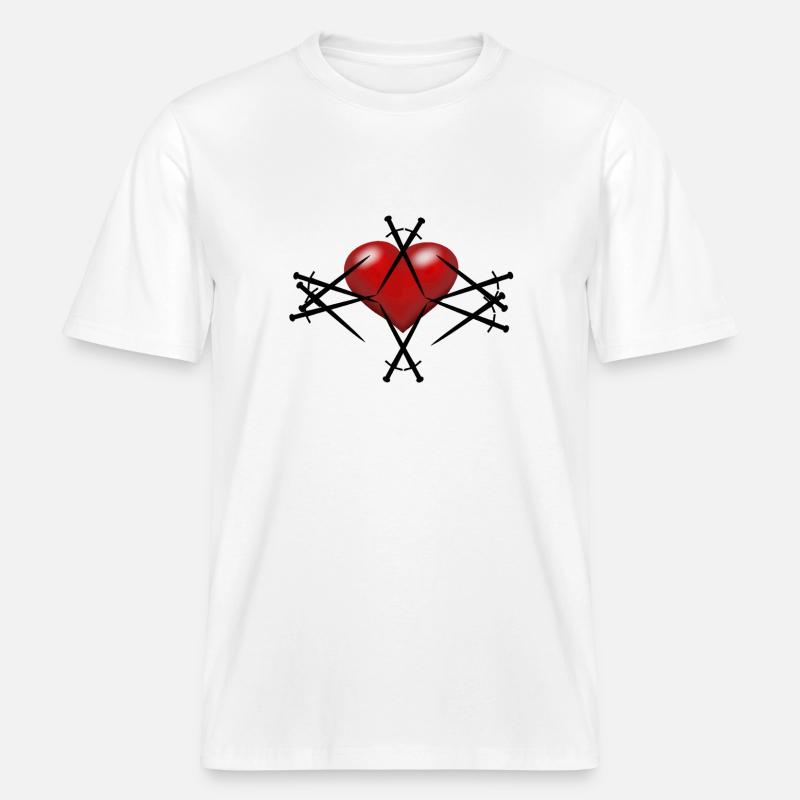 Épée Épées Coeur Guerrier Épéiste -  T-shirt unisexe RELAXED FIT en coton bio - blanc