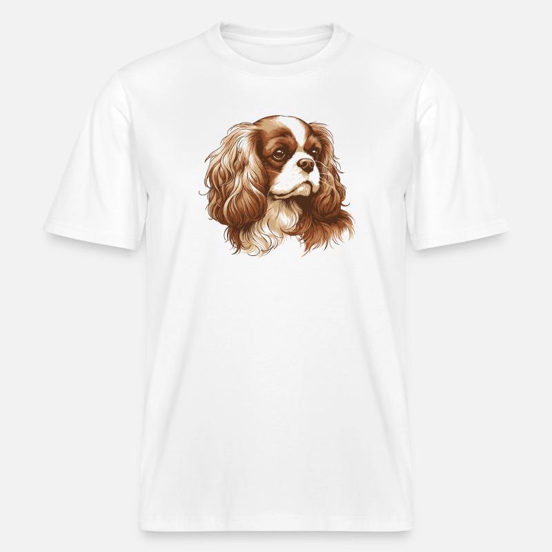 Cavalier King Charles Spaniel -  T-shirt unisexe RELAXED FIT en coton bio - blanc