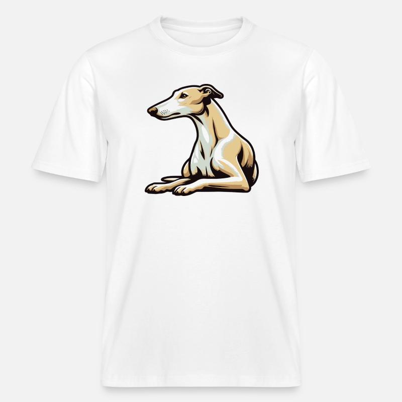 Lévrier - T-shirt unisexe RELAXED FIT en coton bio - blanc