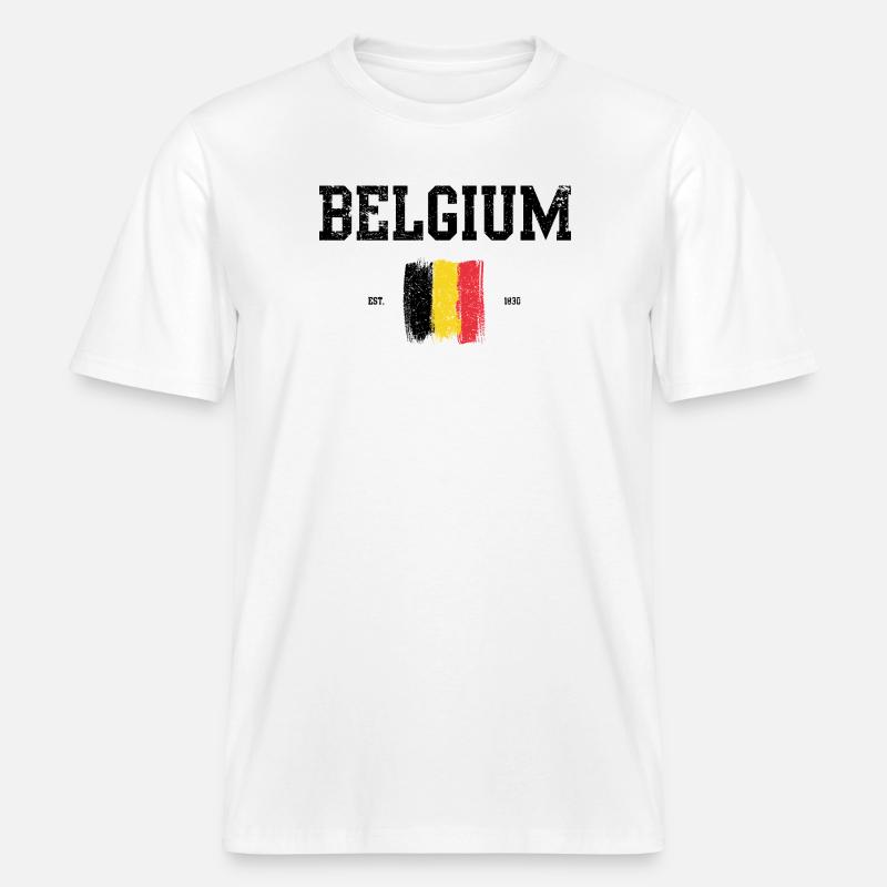 Impression d’art abstraite drapeau belge -  T-shirt unisexe RELAXED FIT en coton bio - blanc