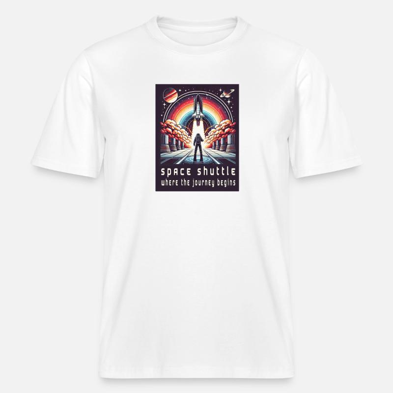 Space Shuttle - Die Reise beginnt -  RELAXED FIT Unisex Organic T-Shirt - Weiß
