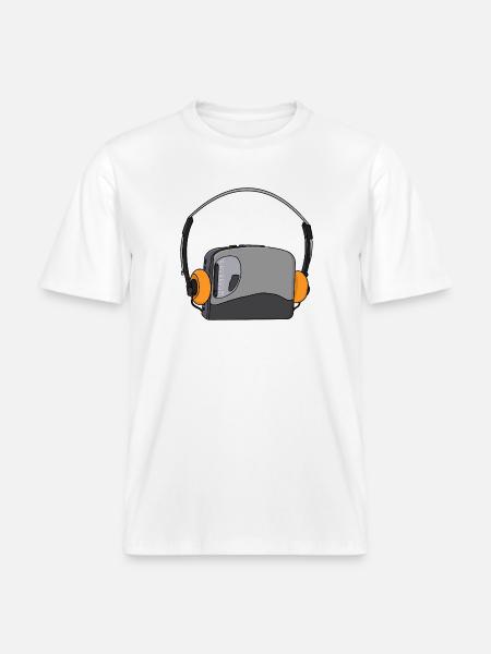 Cool Portable Cassette Audio Player -  RELAXED FIT Unisex Organic T-Shirt - white
