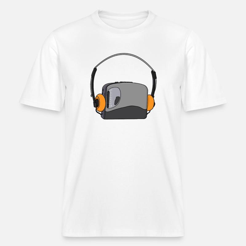 Cool Portable Cassette Audio Player -  RELAXED FIT Unisex Organic T-Shirt - white
