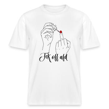 Mittelfinger gegen AFD Fck of Alternative -  RELAXED FIT Unisex Organic T-Shirt - Weiß - Vorne - Alina (178cm) & Michal (187cm)