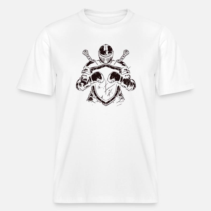 Chevalier avec bouclier et épée -  T-shirt unisexe RELAXED FIT en coton bio - blanc