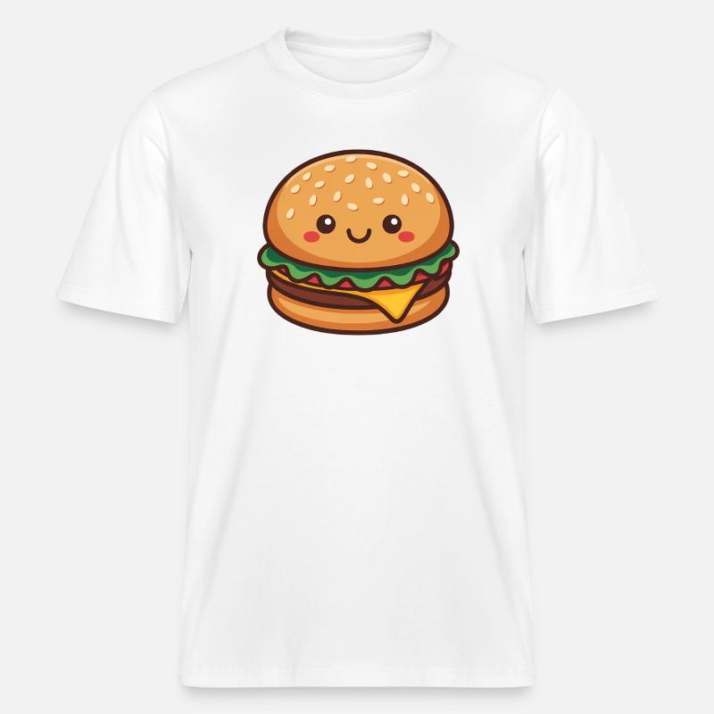 Kawaii Hamburger -  RELAXED FIT Unisex Organic T-Shirt - white