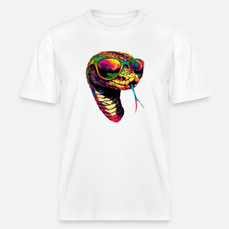 Schlange Python Kobra Klapperschlange Schlangen -  RELAXED FIT Unisex Organic T-Shirt - Weiß