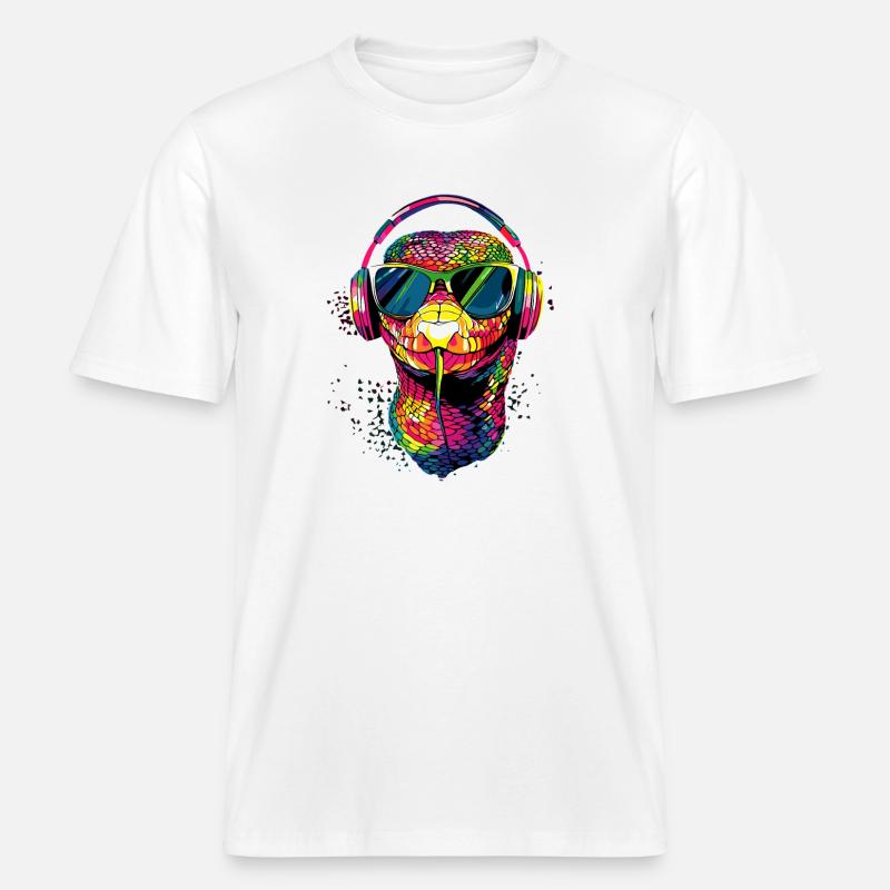 Schlange Python Kobra Klapperschlange Schlangen -  RELAXED FIT Unisex Organic T-Shirt - Weiß
