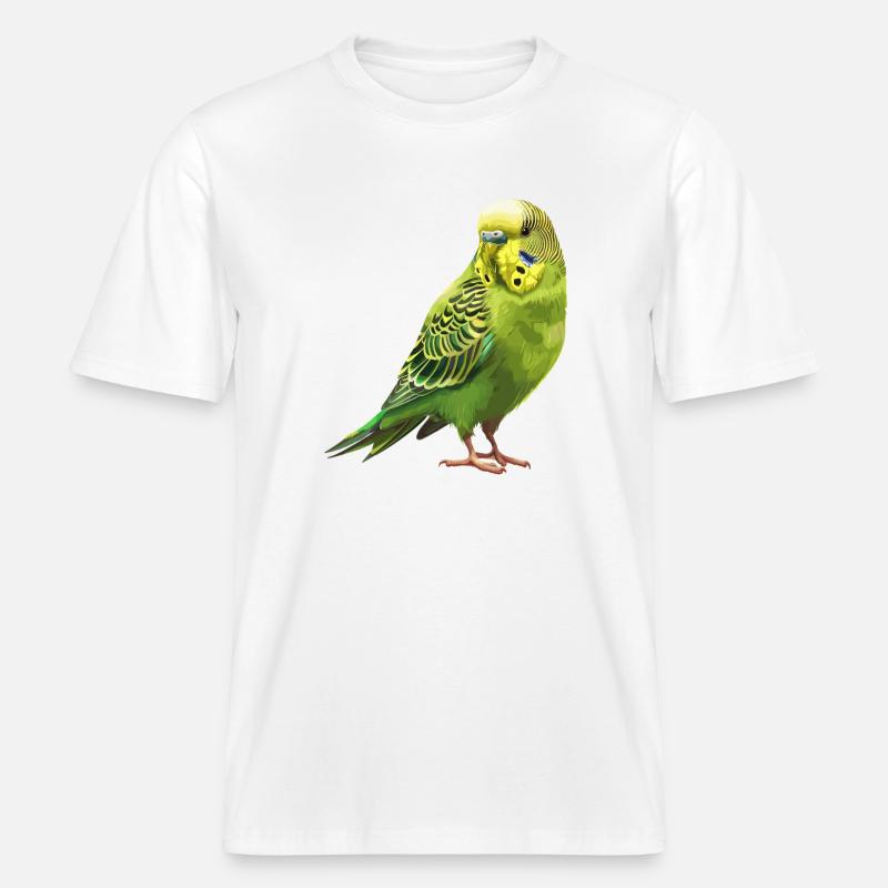 Conception de perruche Joie de vivre - T-shirt unisexe RELAXED FIT en coton bio - blanc