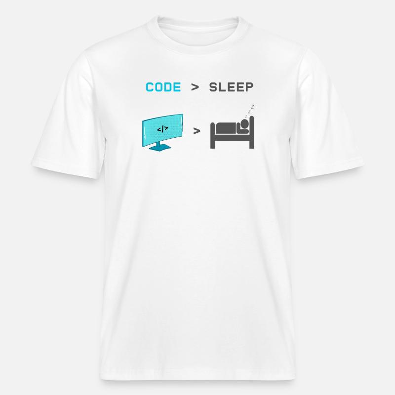 Code vs Sleep: Coder im Schlafmodus -  RELAXED FIT Unisex Organic T-Shirt - Weiß