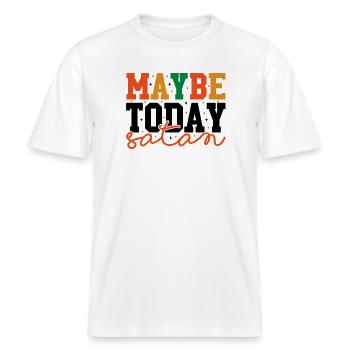 Colorful Letter Pattern Dots -  RELAXED FIT Unisex Organic T-Shirt - white - Front - Alina (178cm) & Michal (187cm)