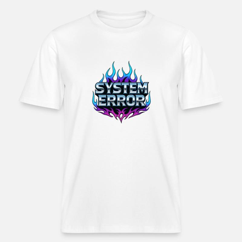 Flame Graphics System Error -  RELAXED FIT Unisex Organic T-Shirt - white